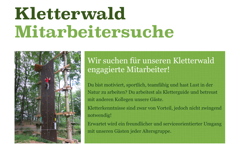 Mitarbeitersuche Kletterwald Blankenburg